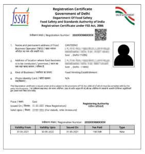 FSSAI / Health & Safety Registration